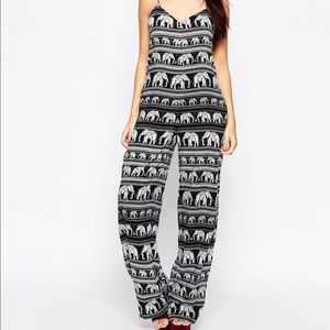 Women's Evelyn Jumpsuit In Elephant Print - Black